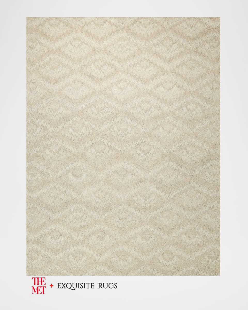 Bargello Hand-Tufted Beige Rug, 5' x 8'